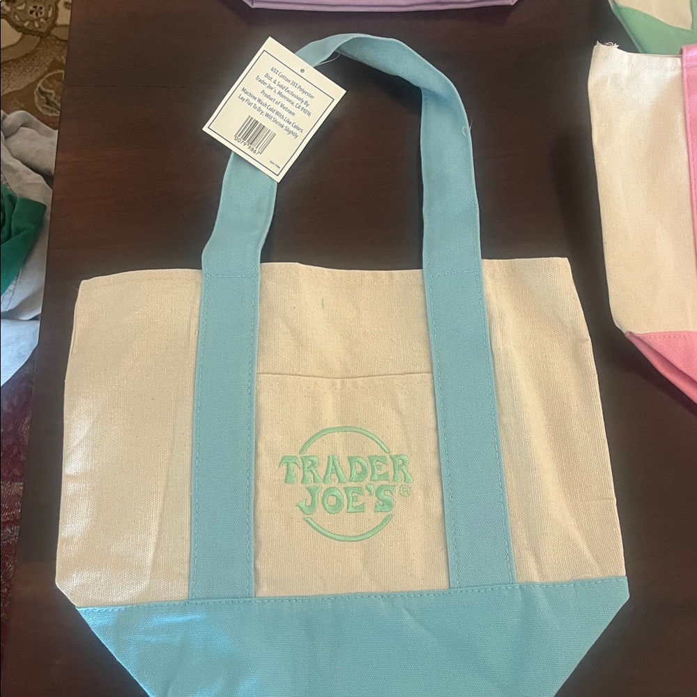 Trader Joe's Canvas Pastel Limited Tote Bags Set - Picture 5 of 9